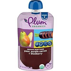 Plum Organics Stage 2, Organic Baby Food, Pear, Purple Carrot and Blueberry, 4 Ounce, New Look, Packaging May Vary