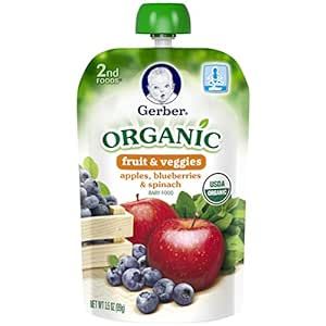 Gerber 2nd Foods Organic, Apples, Blueberries and Spinach (6 Count, 3.5 Oz Each)