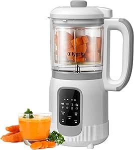 Ollygrin Baby Food Maker Steamer and Blender, Baby Food Processor Puree Machine, Baby Steamer Blender Food Processor, One Step Baby Food Maker Chopper Grinder Auto Cooking & Grinding Touch Screen Control White