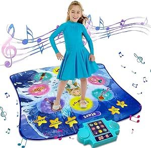 AHIROT Dance Mat for Kids Ages 4-8: Frozen Toys for Girls Dance Game for Kids Ages 4-8 Dance Pad Girls Toys Age 6-8 Dance Gifts Girls Toys 8-10 Christmas Dance Gifts for Girls Ages 3 4 5 6 7 8 9 10+