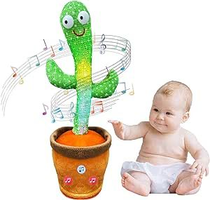 Ulatemo Kids Dancing Cactus Talking Toy - Volume Adjustable Cactus Plush Toys Sing+Dancing+Repeat+Rainbow LED+Recording(15 Second) Boy Girl Christmas Birthday Light Up Gifts