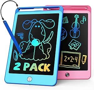 TEKFUN 2 Pack LCD Writing Tablet for Kids, 8.5 Inch Blue+Pink Doodle Board Drawing Board Reusable Drawing Tablet with Lanyard, Educational Kids Toddler Toys Birthday Gift for Boys Girls 3-12 Years Old