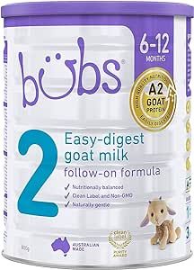 Bubs Goat Milk Follow-On Formula Stage 2, Babies 6-12 months, Made with Fresh Goat Milk, 28.2 oz
