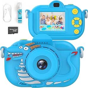 ENGUNS Kids Camera for Boys Age 3-12 Toddlers, 32MP HD Digital Camera for Boys Birthday Gifts Toys Children Kid Selfie Camera with 32GB Card, Camera for 3 4 5 6 8 10 11 12 Year Old Boys