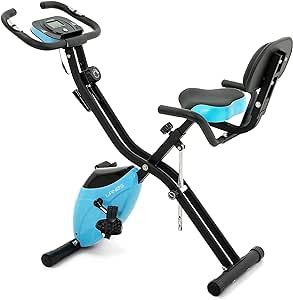 LANOS Workout Bike For Home - 2 In 1 Recumbent Exercise Bike and Upright Indoor Cycling Bike Positions, 10 Level Magnetic Resistance Exercise Bike, Foldable Stationary Bike Machine, Fitness Bike