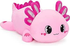 Officygnet Axolotl Plush, 13" Soft Stuffed Animal Plush Toy, Cute Axolotl Plush Pillow, Kawaii Plushies Dolls for Kids, Pink Axolotl Gift for Girls Boys