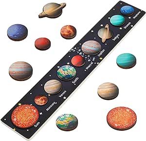 Zeoddler Solar System Puzzle for Kids 3-6, Wooden Space Toys for Kids, Planets for Kids, Preschool Learning Activities, Gift for Boys, Girls