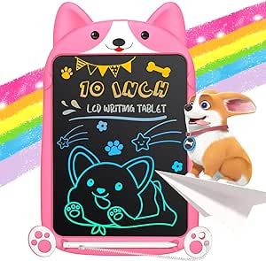 LCD Writing Tablet Board, Hockvill Toys 10 inch Colorful Doodle Drawing Tablet Pad Erasable Reusable Electronic, Toys for 3 4 5 6 7 8 Year Old Girls Boys Kids,Toddler Educational & Learning Birthday