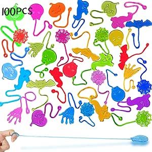 Mchochy 100 Pcs Halloween Sticky Hands Toys for Kids, Skull Ghost Pumpkin Styles Sticky Stretchy Toys For Halloween Trick or Treat Goodie Bags Stuffers, Pinata Fillers, Classroom Prizes Party Favors
