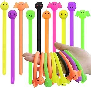 24 Pack Halloween Stretchy Strings Toy Pack,Toys Great for Kids Students Treat Bags Gifts Stress Relief Party Favors (Halloween)