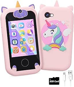 Joozfee Kids Smart Phone for Girls Unicorns Gifts for Girls Toys 8-10 Years Old Phone Touchscreen Learning Toy Christmas Birthday Gifts for 3 4 5 6 7 8 9 Year Old Girls with 8G SD Card (Unicorns)