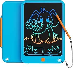 LCD Writing Tablet 10 Inch, Toys for 3 4 5 6 7 8 9 10 Year Old Boys Girls, Colorful Doodle Board Drawing Tablet, Gift for Boys Toddlers Age 3-12 Years, Memo Board, Drawing Pads with Lanyard(Blue)