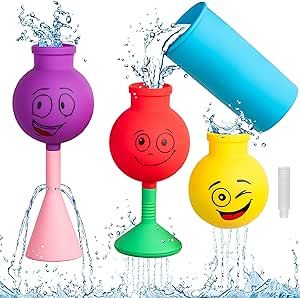 Bath Toys for Toddlers 1-3, Popular Toddler Bath Toys Age 3-4-5 with 3 Unique Water Sprinkling Patterns, Includes Beaker, Tube & Sprinklers - Baby Silicone Suction Toys & Kids Bubble Bath -US Patented