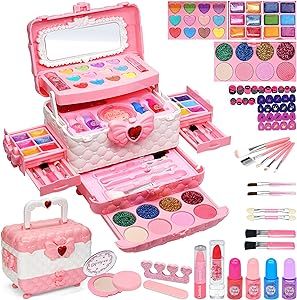 Kids Makeup Kit for Girl - Toys for Girls Washable Make Up for Little Girls,Non Toxic Toddlers Cosmetic Kits,Child Play Makeup Toys for Girls, Age 3-12 Year Old Children Gift
