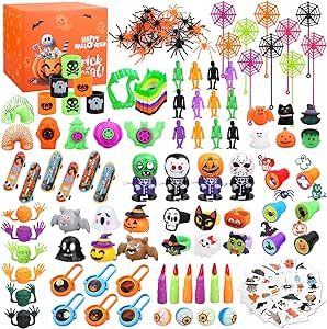 KleverKraft Halloween Party Favors for Kids,144Pcs Assorted Halloween Toys Bulk for Treat or Trick, Goodies Party Bags fillers, Halloween Party Supplies for prize box toys, Classroom Rewards.
