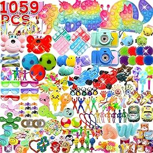 1000+ PCS Party Favors for Kids, Fidget Toys Pack, Birthday Gift,Halloween Stocking Stuffers, Christmas Gift,Treasure Box, Goodie Bag Stuffers, Carnival Prizes,Pinata Filler Sensory Toy for Classroom